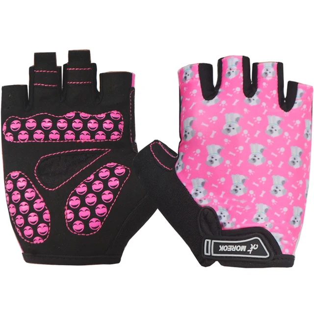 MOREOK Kids Gloves 3MM Pads Monkey-bar Gloves Half Finger Children Cycling Gloves Child Balance Bike Bicycle Gloves boys Girls 1