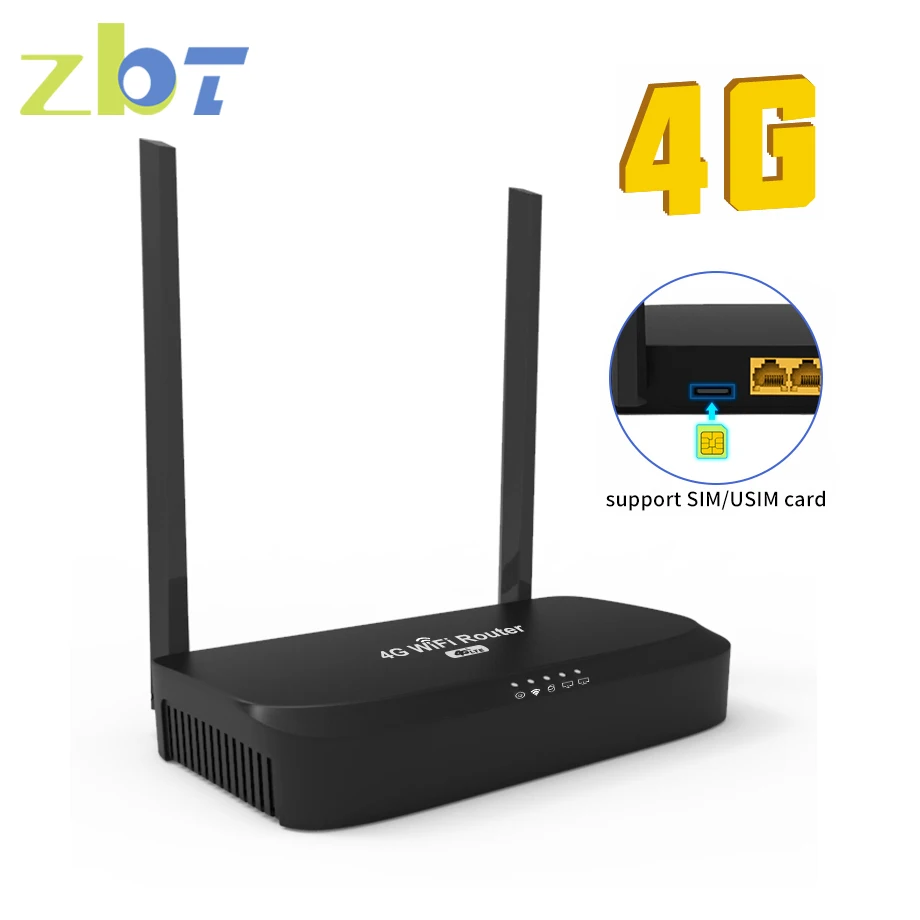 Roteador sem Fio Zbt com Antena Cartão Sim Módulo Em13s Lan Wan 4ghz 2.4g os Openwrt Wi-fi Access Point 300mbps