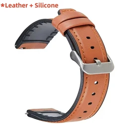 Cinturino per Orologio in Silicone e Pelle Morbida Universale da 22mm - Bracciale per Orologio di Design Premium