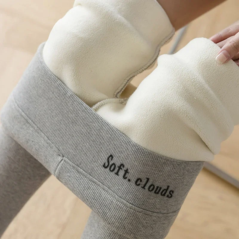 

Women Written Words Lambwool Fleece Pants New Casual Winter Plush Tights Warm Female Clothing Elastic Legging Thicken Leggings