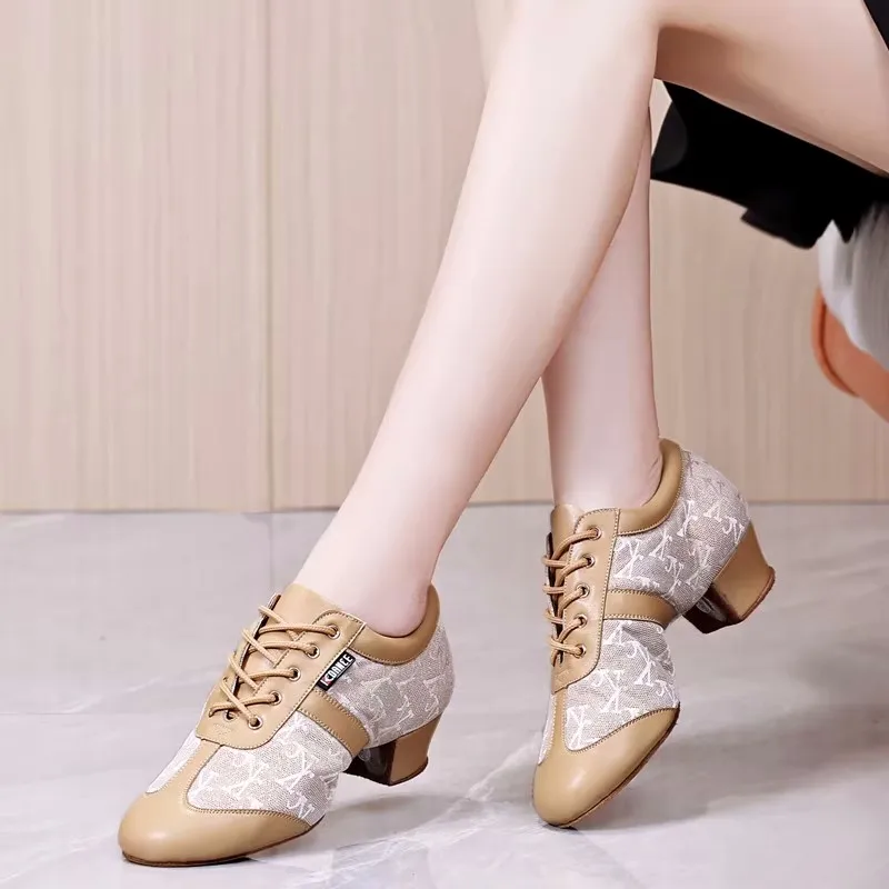 Latin Dance Shoes Adult Women Teacher Shoes Soft Indoor Ballroom Dancing Shoes Training Shoes Social Modern Dance Shoes
