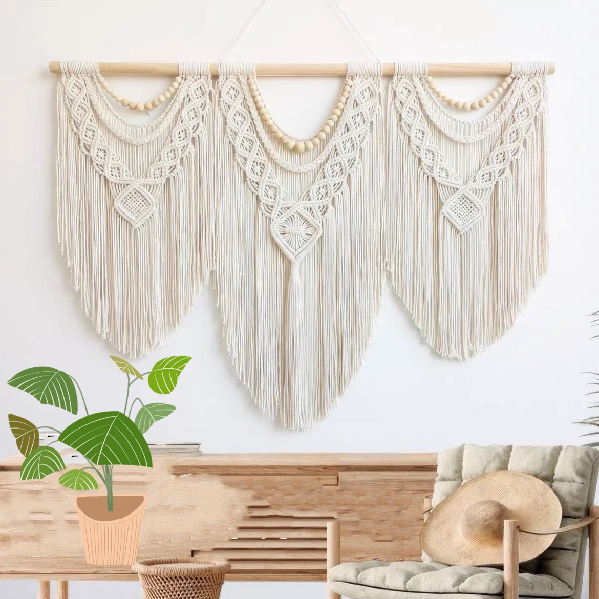 Wall Decoration Tapestry Bohemian Macrame Tassel Woven Wall Hanging Tapestry for Hotel Home Decor