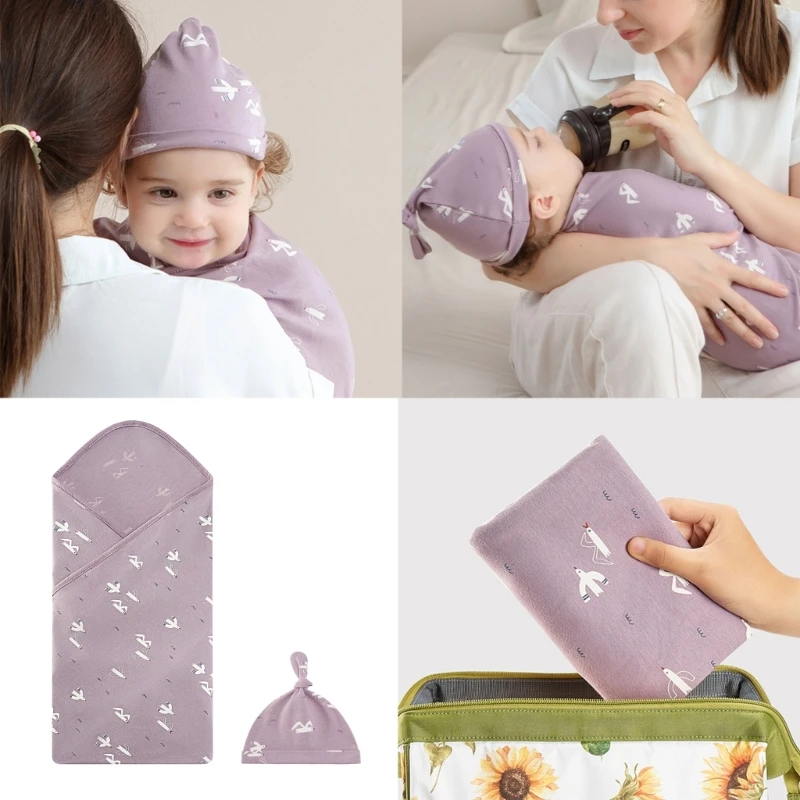 Swaddles 랩 용 면화 Swaddles 담요 0-3개월용 모자