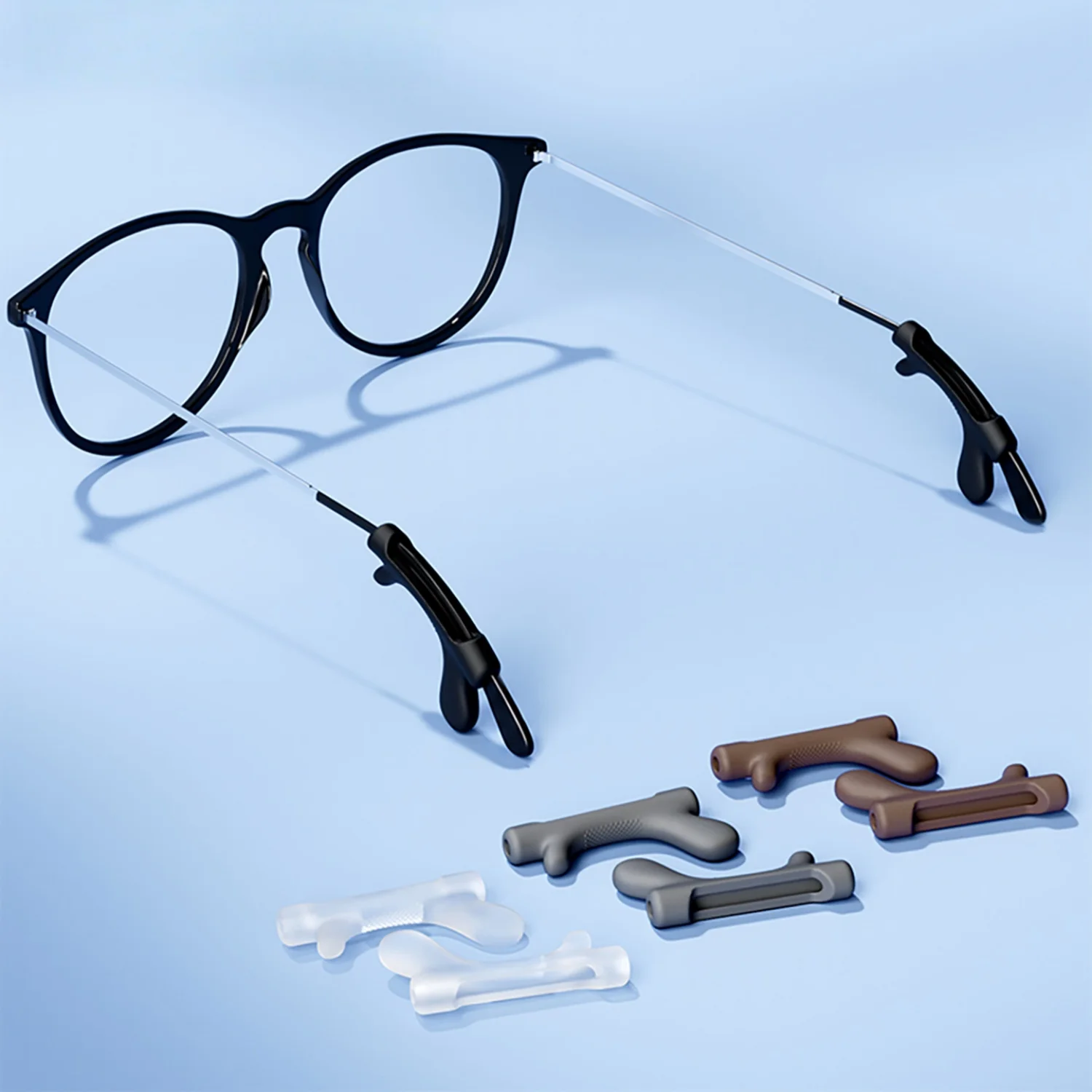 Silicone Anti-Slip Ear Hooks for Glasses - Soft Eyeglass Grips, 4-Pairs Pack