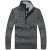 Men's Fleece Thicker Sweater Half Zipper Turtleneck Warm Pullover High Quality Male Slim Knitted Wool Sweaters For Spring 3