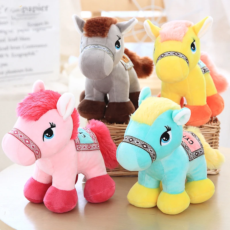 

Детская плюшевая игрушка в виде животных, бульсей, милая маленькая лошадка, модель куклы, подарок для девочки на день рождения, детские плюшевые игрушки