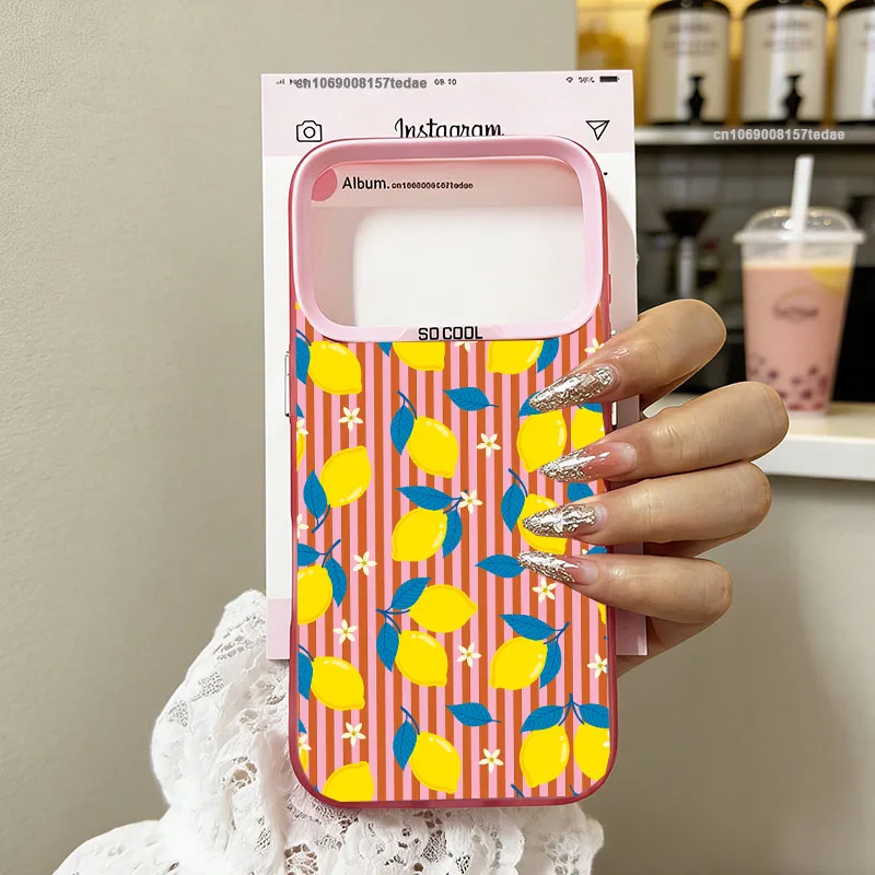 Summer Fruit Lemon Flower Striped Design Phone Case
