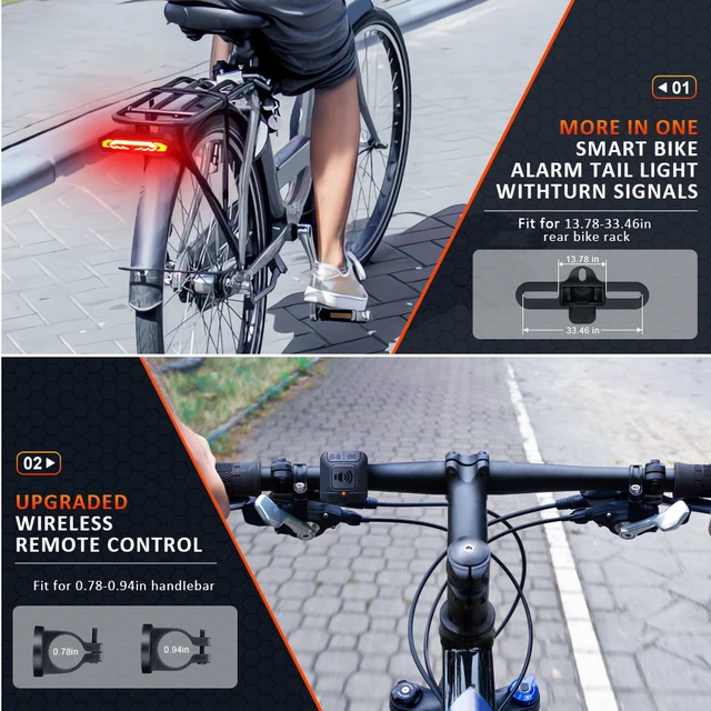 Allarme Antifurto Bici Ricaricabile - Luce Posteriore Con Sensore Vibrazione 4 Modalità