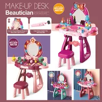 Children's Sensory Music Girl Dressing Table Jewelry Set Simulated Dressing Table And Family Makeup Toys Induction Music Jewelry 1