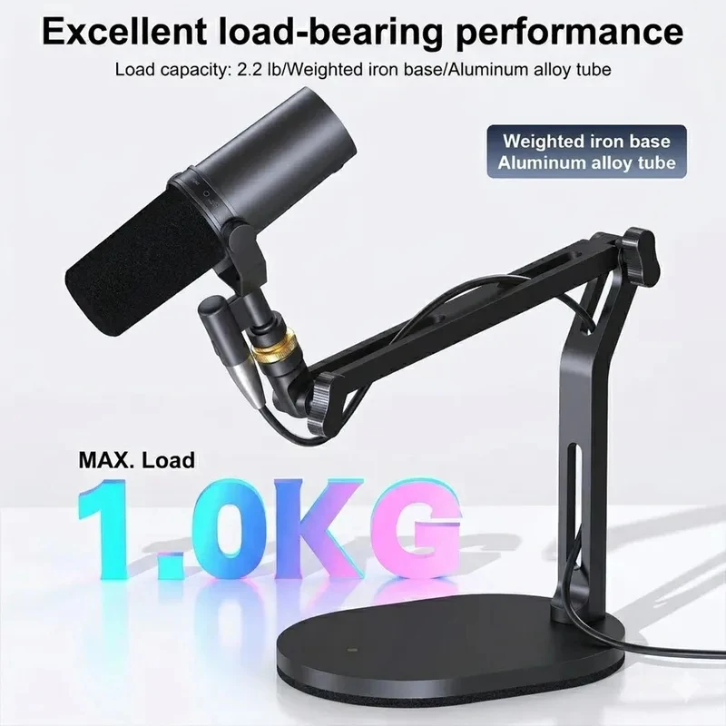 데스크 스탠드 - 마이크, HyperX, Rode, Fifine, Shure 및 기타 마이크용 조절식 마운팅 암, 3/8 및 5/8 나사산 호환