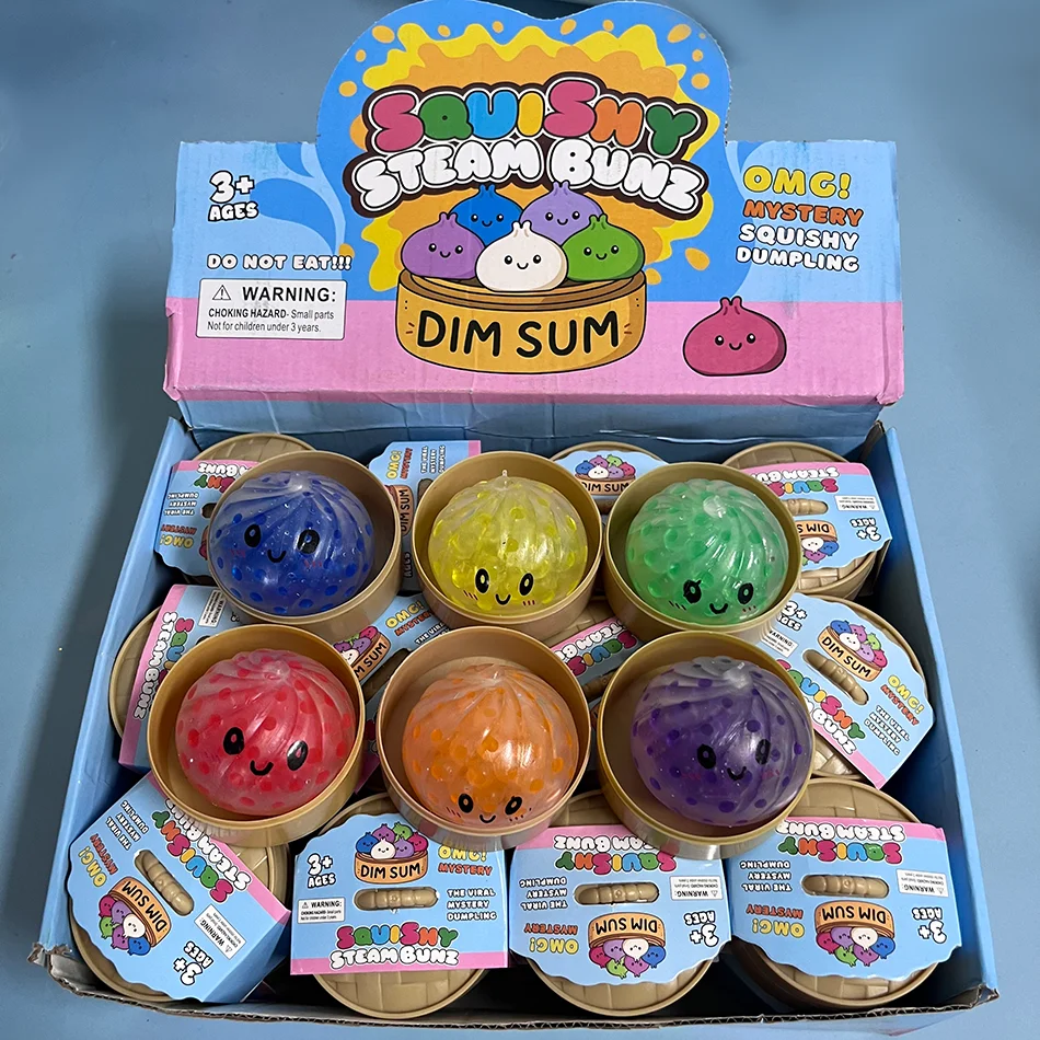 Vibrant Mini Glitter Dumpling Squishy Stress Relief Toy Set