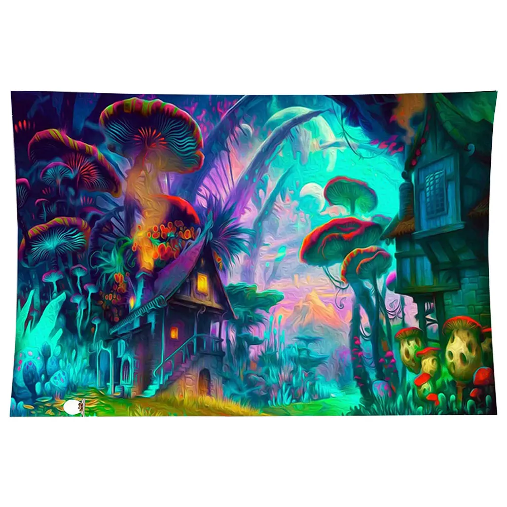 

Polyester Mushroom Tapestry Vintage Illustrative Referenc Chart Fungu Colorful Vertical Aesthetic Wall Hanging for Bedroom Decor