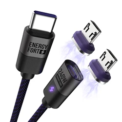 100W Magnetic Fast Charging Type-C Cable with Supercharging Capability for 1.2m (2 Micro Connector)