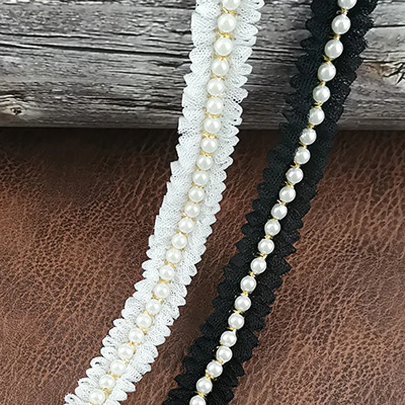 (1 Yard/Pack) 20mm Pearl Gold Line Decoration Lace Fabric Webbing Wrapping Gift Ribbons Crafts Handmade DIY