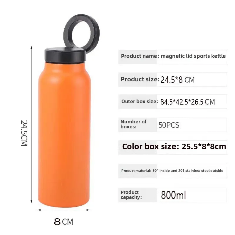 304 Stainless Steel Magnetic Cup Holder Water Bottle Insulated Sports Thermos with Cold Retention Leakproof for Car Travel