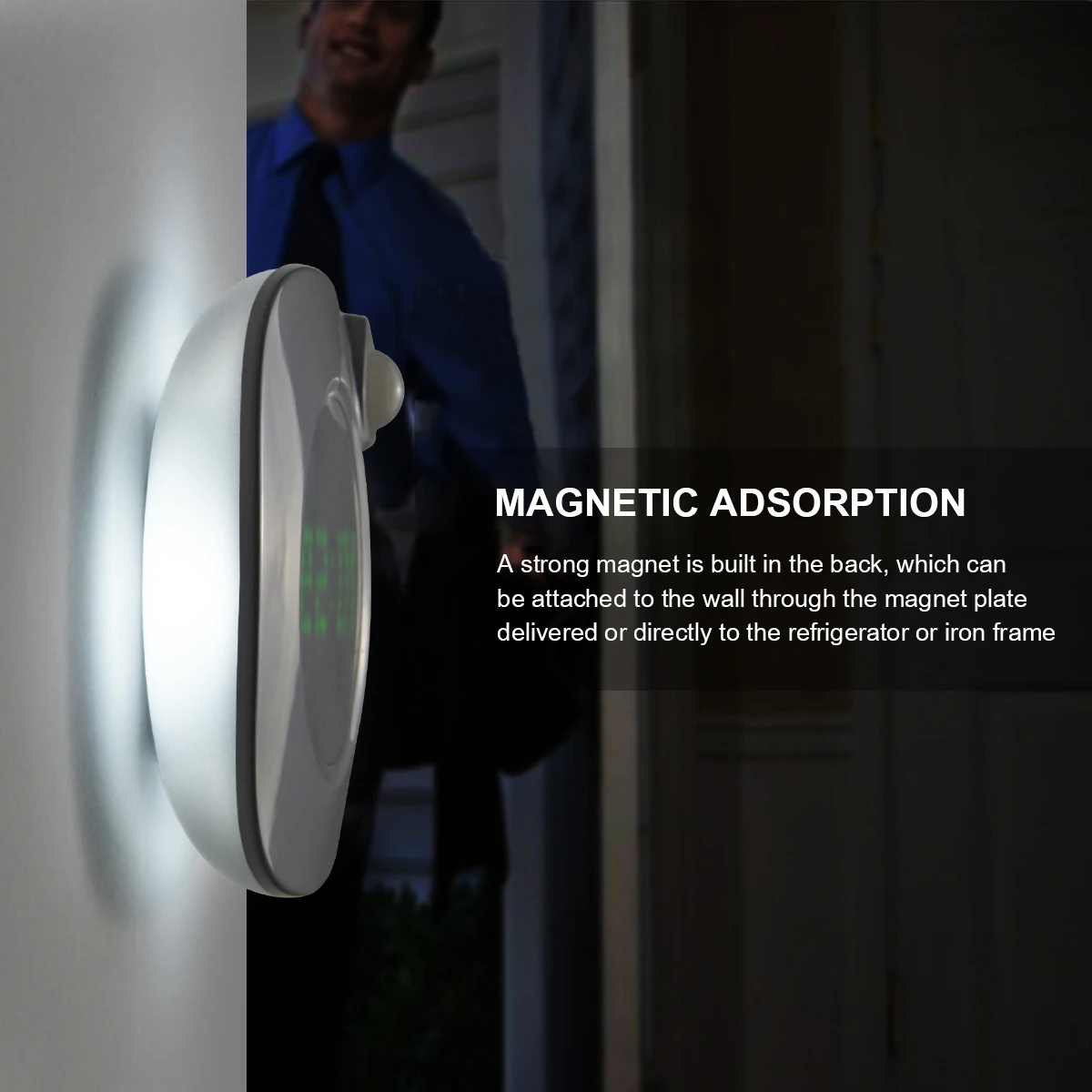 USB Modern Wall Clock PIR Motion Sensor Lamp Study Night Light 360Degrees Digital Watch Time Clock Magnet Bathoom Toilet Lamp