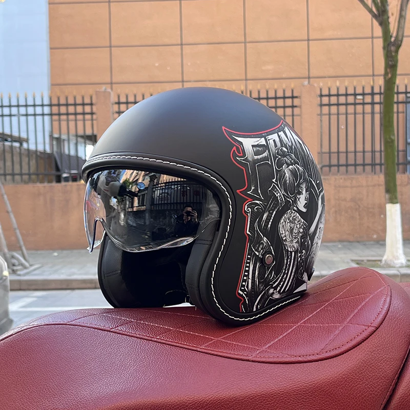 

2024 NEW motorcycle helmet for men and women 3C certification 3/4 helmet retro half helmet motorcycle commuting for all seasons