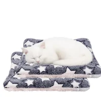 Coussin rectangulaire en peluche douce pour cochon d'inde, hamster, chinchilla, lapin, petits animaux, bleu foncé, 2 pièces 2