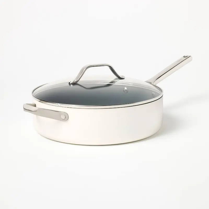 

Cream 5qt Nonstick Ceramic Coated Aluminum Saute Pan