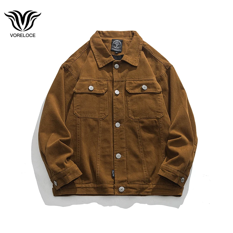 

2022 autumn brand new Japanese retro multi-pocket men's casual loose cargo jacket ins high street simple lapel coat black coffee