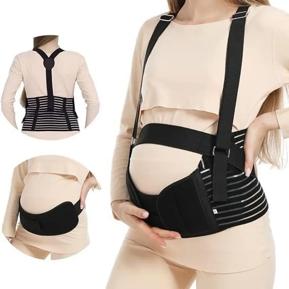 Adjustable Pregnant Women Belts Comfortable Breathable Maternity Belly Band with Shoulder Straps Elastic Pregnancy Bib