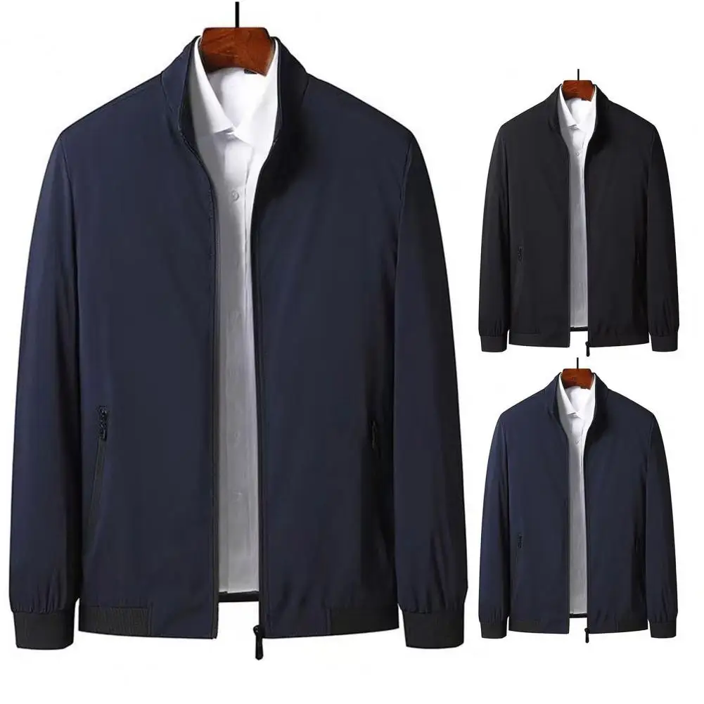 

Зимнее пальто, плотные теплые мужские зимние куртки, однотонная верхняя одежда с флисовой подкладкой и воротником-стойкой для максимального комфорта