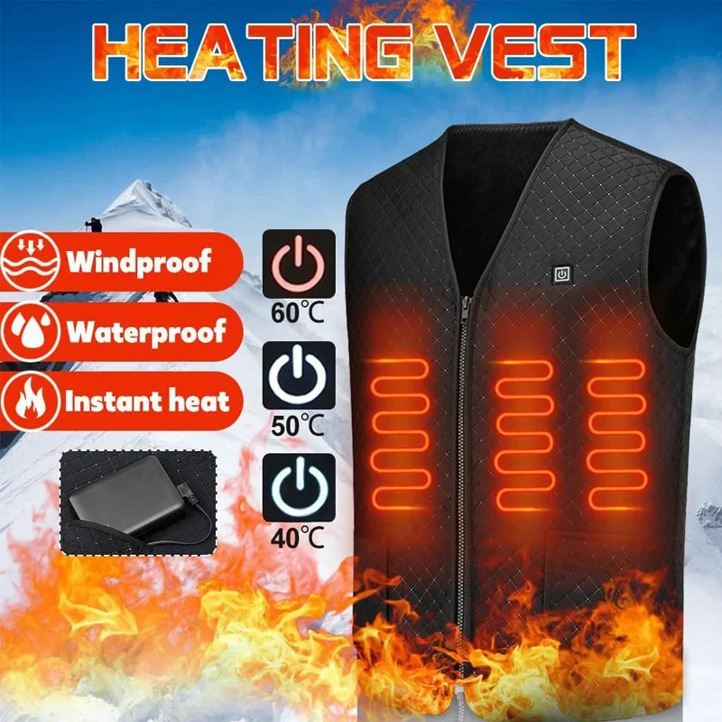 USB Heated Vest Jackets Winter Electric Heating Vest Outdoor Warm Thermal Coat Women Men Keep Warm Sportswear Heated Equippement heated jacket