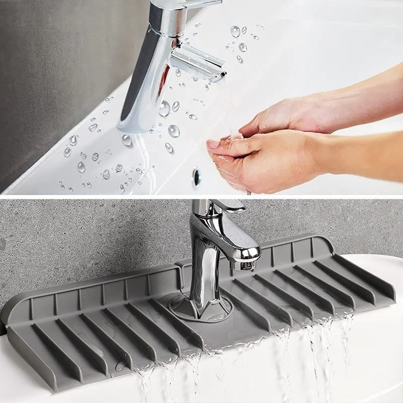 Silicone Faucet Mat Dish Soap Sponge Holder Kitchen Sink Kitchen Countertop Drying Mat Bathroom Sink Splash Guard sink sponge holder