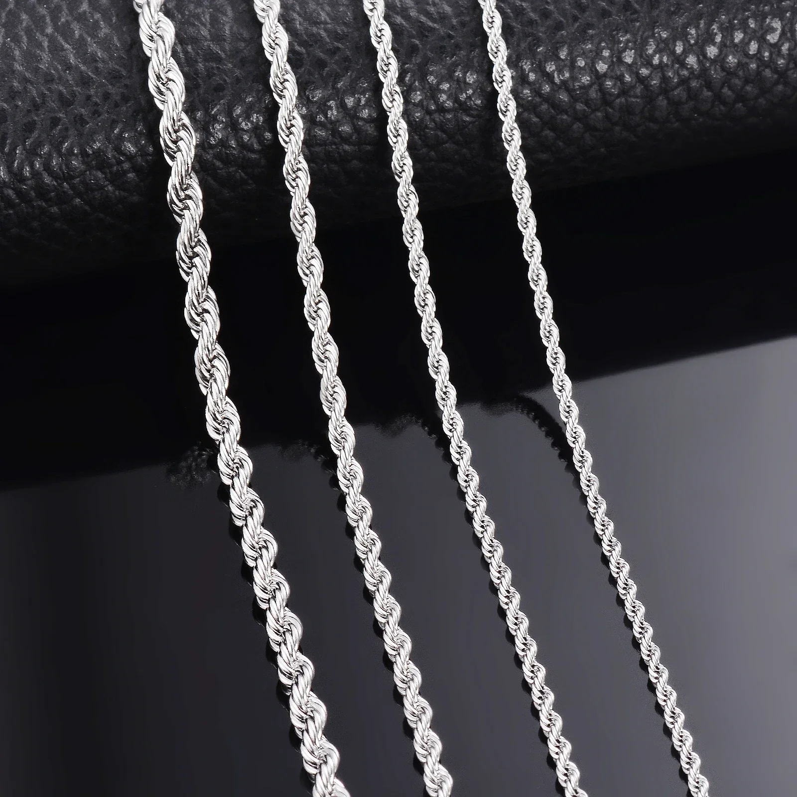 Sterling Silver Rope Chain Necklace/Bracelet - Elegant Unisex Jewelry in Multiple Widths
