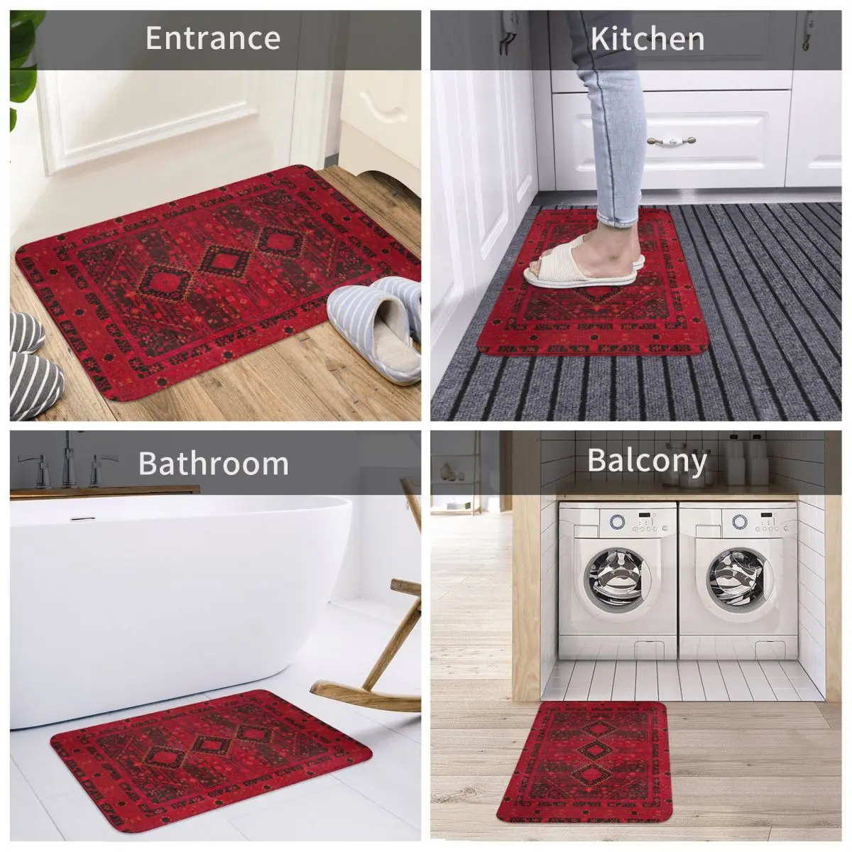 Bathroom Sets Red Rose 4 Pcs Shower Curtain Sets Non-Slip Rugs Bath Mat  Rose... Bathroom Shower Curtain Sets, image size:1200x1200