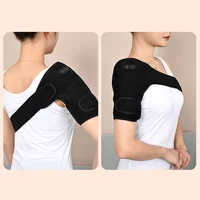 USB Electric Shoulder Brace Heated Knee Massager Vibration Massage Black Support Strap with Adjustable Three Levels of Heating 6