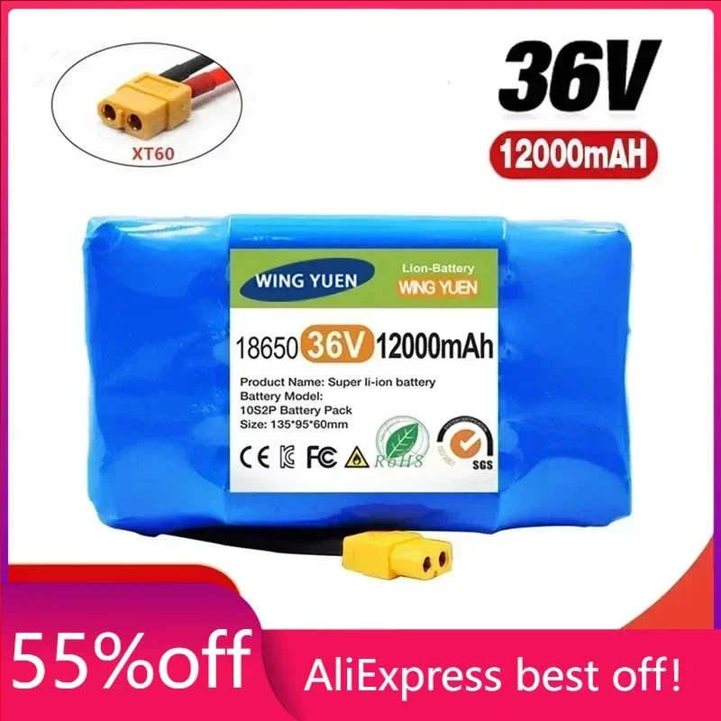 

Genuine 36V 12Ah 10s2p Battery Packs Rechargeable Lithium Ion Battery for Electric Self Balancing Scooter HoverBoard Unicycle