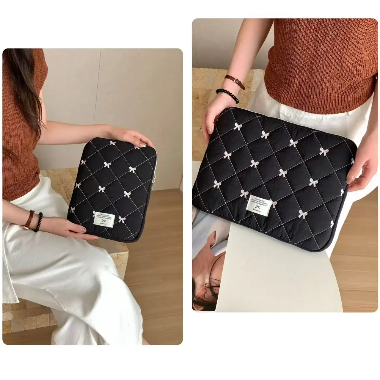 Chic Bow Knot Tablet and Laptop Sleeve Bag