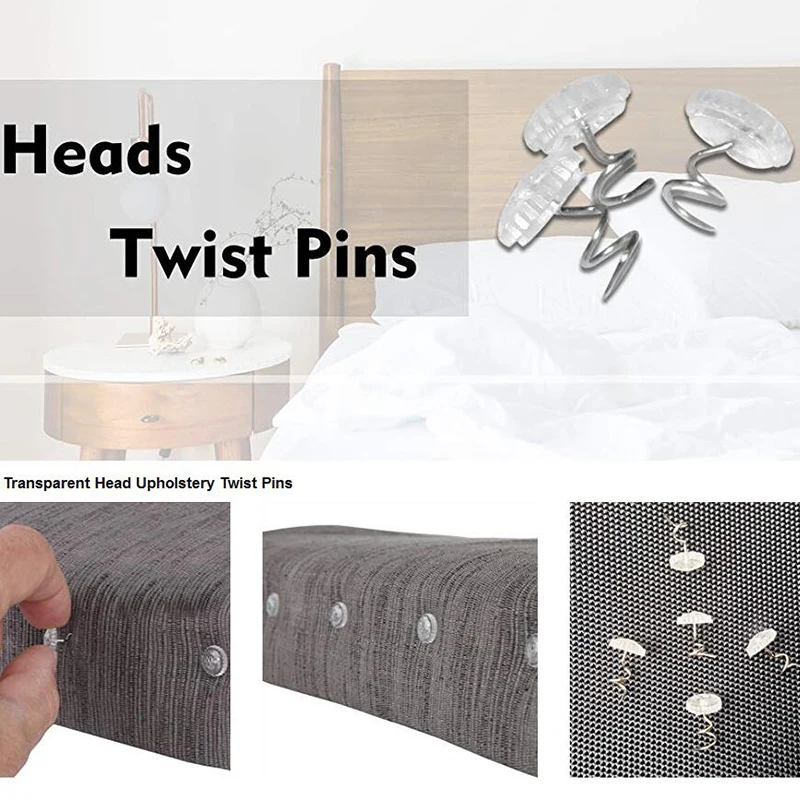 100/50pcs Clear Fabric Twist Pins Couch Chair Car Sofa Headliner Repair Loose Drapery Craft DIY Locating Pins With Box