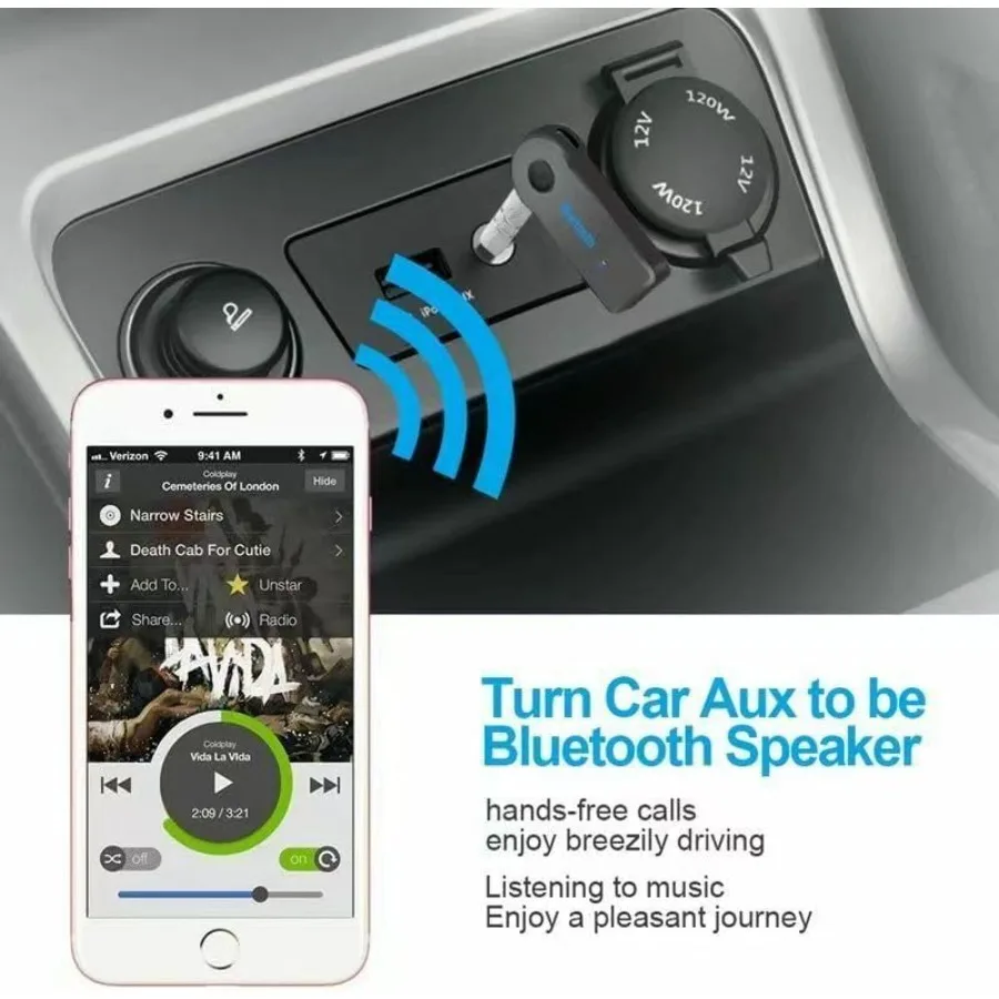 Bluetooth 5.0 Wireless Music Transmitter & Audio Receiver with 3.5mm Stereo AUX Adapter