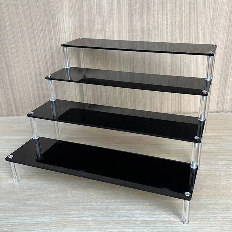 Black Acrylic Shelf Display Stand Perfume Cupcake Stand Figures Toys Desserts Holder Collection Cosmetic Shelves Organizers 2