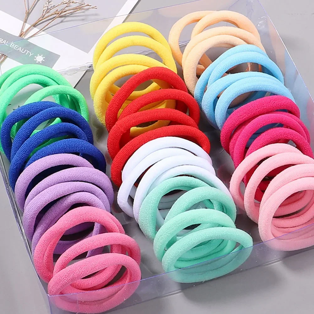30Pcs/Set Women Elastic Hair Bands Girls Colorful Nylon Rubber Bands Headband Scrunchies Kids Ponytail Holder Hair Accessories