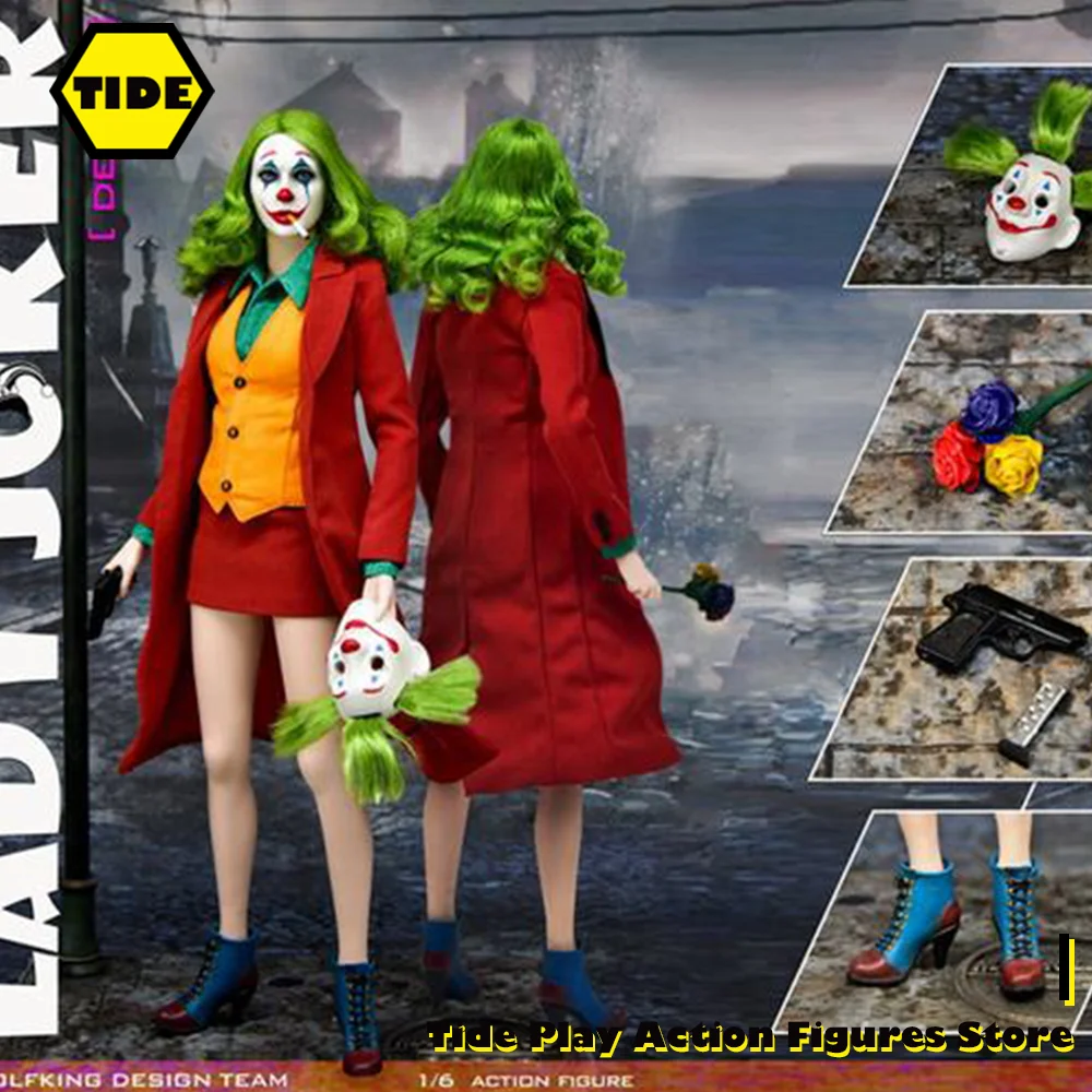 

In Stock WOLFKING WK89022 1/6 Red Coat Lady Clown with Platform Full Set Model 12'' Female Soldier Action Figurine Collection
