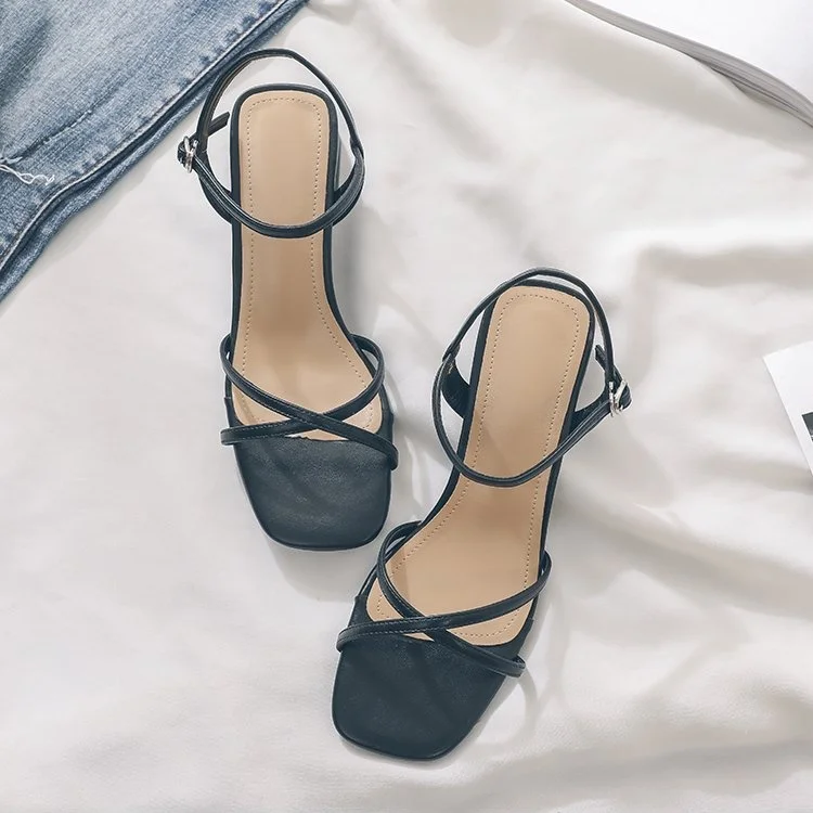 Sandales Femme à Enfiler – Taille 5M (EU 35-36) – Dessus Cuir Brun – Talon Compensé 3 Cm
