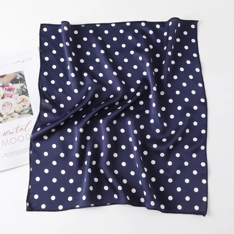 Dot Print Design Luxus Kleine 50 cm Platz Frauen Seidenschal Taschentuch Haarband Dekorieren Schals Bandana – Detail 12