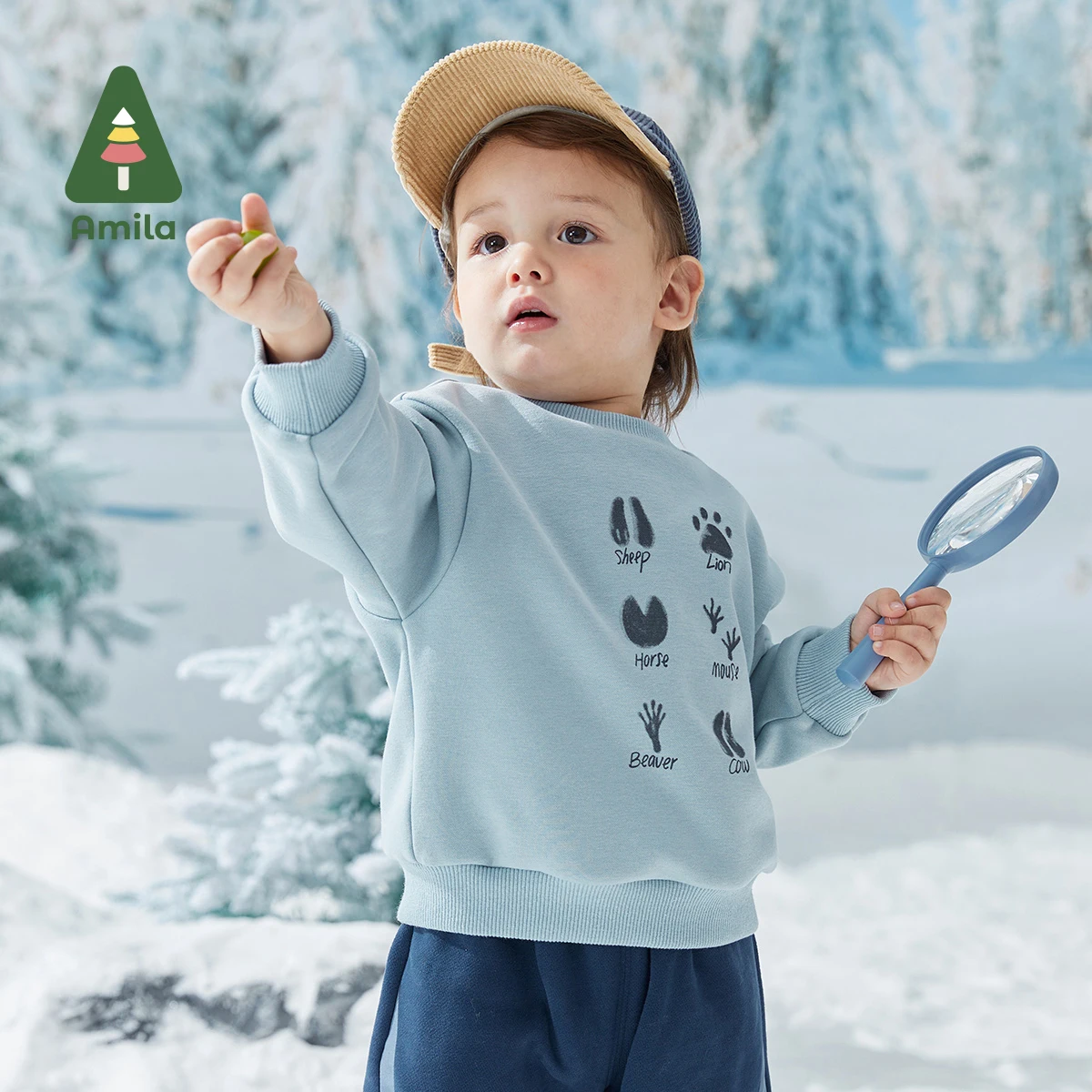 Amila Baby Hoodies Autumn and Winter New Boys Girls Thicken Fashion Cotton Outwear Tops Children Sweatshirts Warm