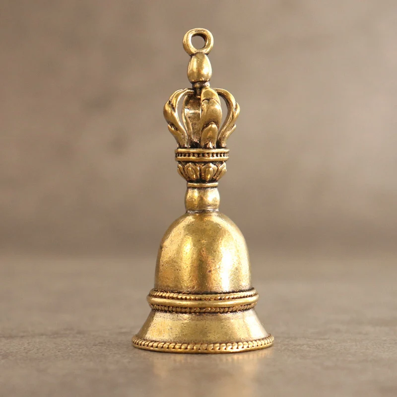 1PC Copper Hand Bell Vintage Home Desktop Decoration Teaching Equipment Unique Portable Handbell for Home Hotel Store (Copper)