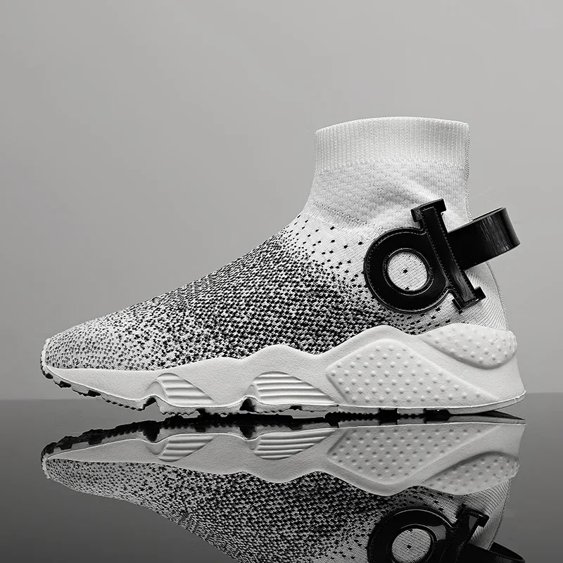 High Top Casual Shoes Breathable Socks Shoes Outdoor Sports Shoes Soft Mesh Slip on Cushioned Men Sneakers Plus Size 39-46