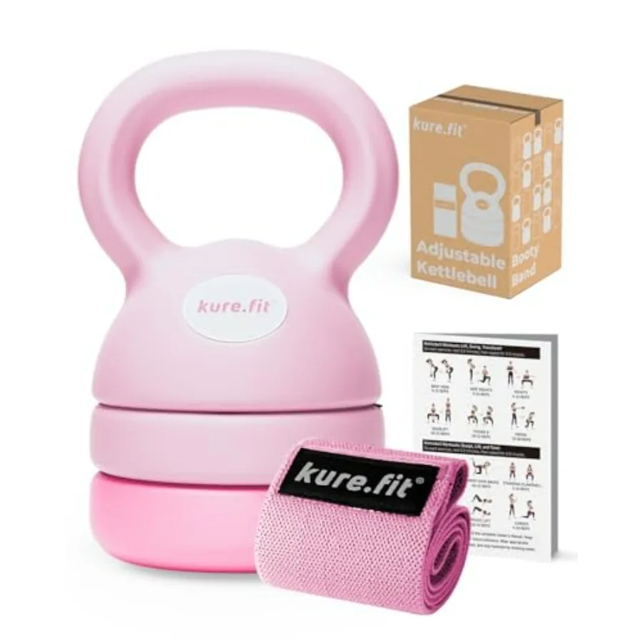 Purple Adjustable Dumbbell (5 lbs) and Pink Adjustable Kettlebell (12 lbs) Bundle
