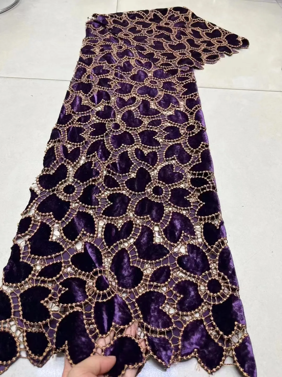 African Velvet Lace Fabric 2024 High Quality Nigeria Lace 5 Yards ...