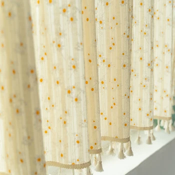 Tende a margherita coreane Tenda da tasca per strada Tenda con nappa floreale per cucina Camera da letto Soggiorno Tenda per finestra a bovindo 1