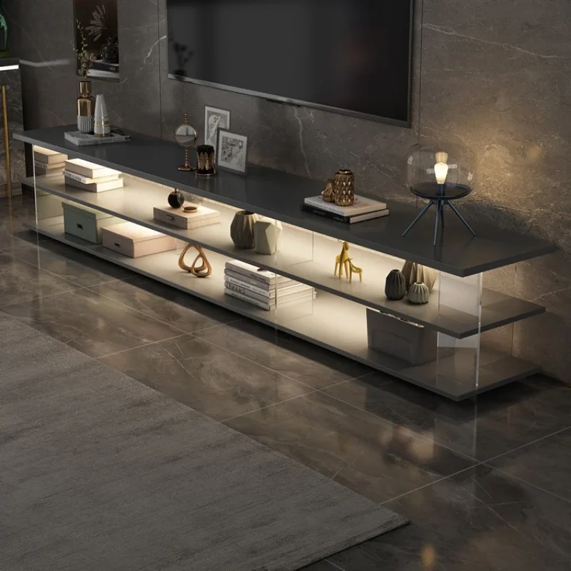 Floor Modern Tv Stand Ornaments Black Luxury Storage Display Table Tv Glass Minimalistic Fernseher Schrank Household Goods 4