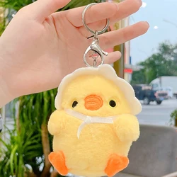 LLavero de peluche de pequeño pollo amarillo Kawaii, muñeco de peluche, bolso bonito para mujer, llavero, bolsas de estudiante, colgante de equipaje, regalo para niñas