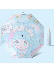 Whimsical Unicorn Portable Kids Umbrella with Built - in Sun Protection and Auto Open/Close Features - Aluminum (Bear girl)