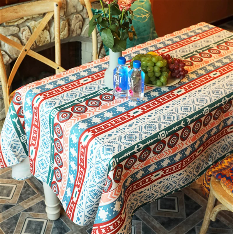 

Bohemian tablecloth linen oil and water resistant tablecloth rectangular tablecloth coffee and living room table cover